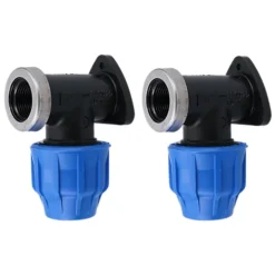 25mm X 3/4" MDPE Wall Plate Elbow Outside Tap Fitting Connector Bend 2 Pack