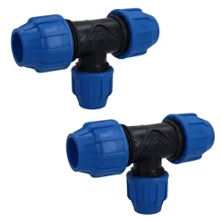 32 X 32 X 32mm MDPE Tee T-Piece Water Pipe Fitting Coupling Connector 2pk