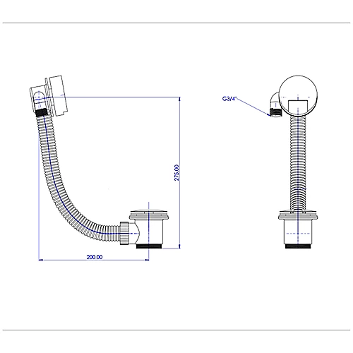 Aquadry Chrome-plated Bronze Effect Unslotted Sprung Bath Waste & Overflow 4 Aquadry Chrome-plated Bronze Effect Unslotted Sprung Bath Waste & Overflow - Image 2