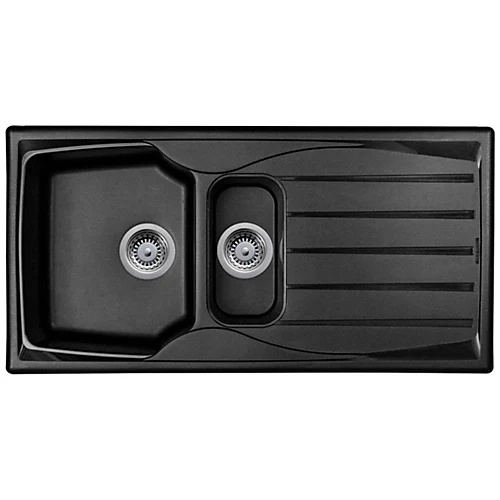 Astracast Sierra 1.5 Bowl Reversible Black Kitchen Sink With Basket Waste Kit 3 Astracast Sierra 1.5 Bowl Reversible Black Kitchen Sink With Basket Waste Kit