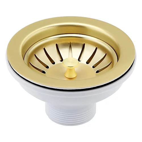 Basket Strainer Kitcken Sink Waste Brushed Brass (No Overflow) 3 Basket Strainer Kitcken Sink Waste Brushed Brass (No Overflow)