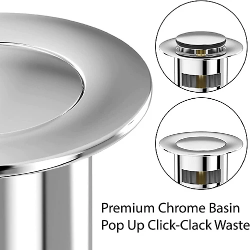BELOFAY Pop Up Basin Waste Slotted Click Clack Bathroom Sink Plug In Chrome Finish - Modern Sink Waste Kit With Overflows 5 BELOFAY Pop Up Basin Waste Slotted Click Clack Bathroom Sink Plug In Chrome Finish - Modern Sink Waste Kit With Overflows - Image 3