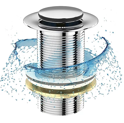 BELOFAY Pop Up Basin Waste UnSlotted Click Clack Bathroom Sink Plug In Chrome Finish - Modern Sink Waste Kit With Overflows 3 BELOFAY Pop Up Basin Waste UnSlotted Click Clack Bathroom Sink Plug In Chrome Finish - Modern Sink Waste Kit With Overflows