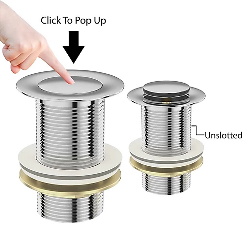 BELOFAY Pop Up Basin Waste UnSlotted Click Clack Bathroom Sink Plug In Chrome Finish - Modern Sink Waste Kit With Overflows 5 BELOFAY Pop Up Basin Waste UnSlotted Click Clack Bathroom Sink Plug In Chrome Finish - Modern Sink Waste Kit With Overflows - Image 3