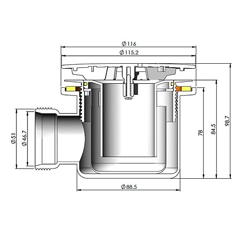 Brushed Brass Top Shower Tray Mega Flow Waste - UK Standard Connection 4 Brushed Brass Top Shower Tray Mega Flow Waste - UK Standard Connection - Image 2