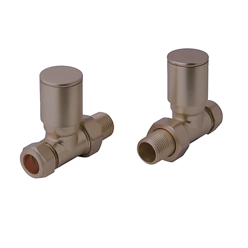 Brushed Bronze Straight Manual Radiator Valve & Lockshield X 1/2" (Dia) 15mm 3 Brushed Bronze Straight Manual Radiator Valve & Lockshield X 1/2" (Dia) 15mm