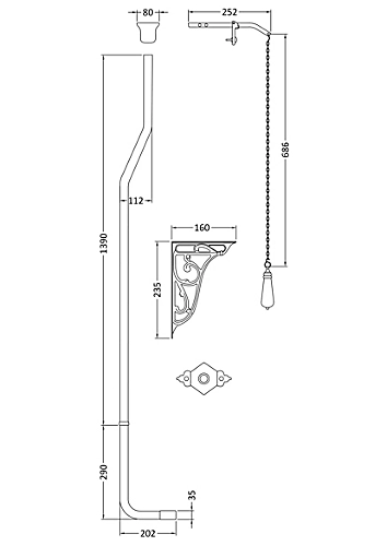 Ceramic Accessories Traditional High Level Flush Pipe Pack - Chrome/White - Balterley 4 Ceramic Accessories Traditional High Level Flush Pipe Pack - Chrome/White - Balterley - Image 2