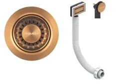 Clearwater Deco 90mm Kitchen Sink Basket Strainer & Overflow Waste Artisan Brass PVD - W90OAB