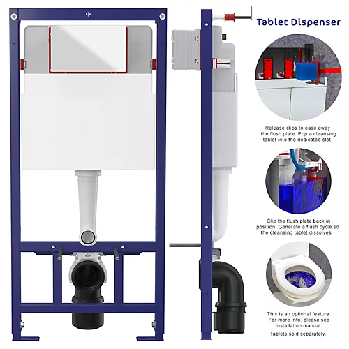Concealed 1.12m Wall Hung Toilet Cistern Frame Adjustable WC Unit & White Square Flush Plate 4 Concealed 1.12m Wall Hung Toilet Cistern Frame Adjustable WC Unit & White Square Flush Plate - Image 2
