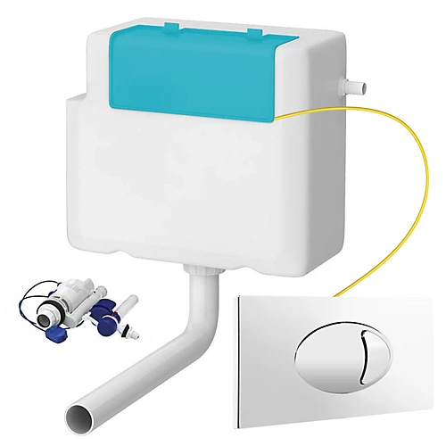 Concealed WC Toilet Cistern With Gloss Chrome Cable Flush Plate - Right Water Entry 3 Concealed WC Toilet Cistern With Gloss Chrome Cable Flush Plate - Right Water Entry