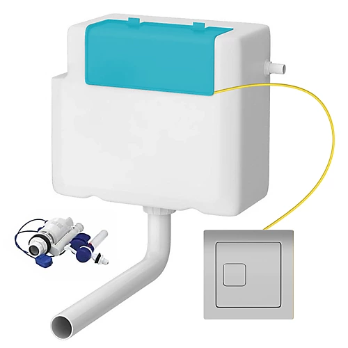 Concealed WC Toilet Cistern With Gloss Chrome Dual Flush Cable Button - Right Water Entry 3 Concealed WC Toilet Cistern With Gloss Chrome Dual Flush Cable Button - Right Water Entry