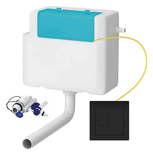 Concealed WC Toilet Cistern With Matt Black Dual Flush Cable Button - Right Water Entry 3 Concealed WC Toilet Cistern With Matt Black Dual Flush Cable Button - Right Water Entry