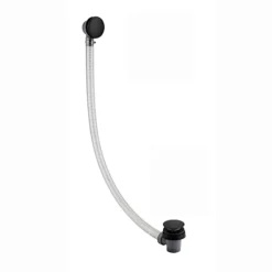 ENKI, W35, 1.5 Inch Matte Black Bath Waste With Overflow, Sturdy Plastic Pipping, Pop Up Waste Connection, Contemporary Design, Po