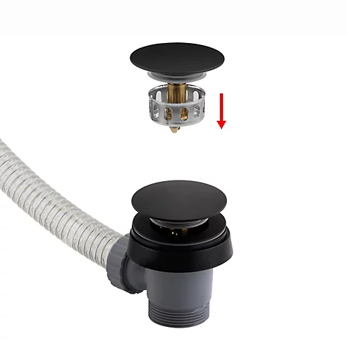 ENKI, W35, 1.5 Inch Matte Black Bath Waste With Overflow, Sturdy Plastic Pipping, Pop Up Waste Connection, Contemporary Design, Po 6 ENKI, W35, 1.5 Inch Matte Black Bath Waste With Overflow, Sturdy Plastic Pipping, Pop Up Waste Connection, Contemporary Design, Po - Image 4