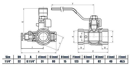 Ferro 5/4 Inch Inline Water Ball Valve Female Thread With Drain Valve 4 Ferro 5/4 Inch Inline Water Ball Valve Female Thread With Drain Valve - Image 2