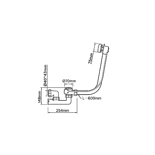 Flomasta Waste Bath Waste & Trap Kit (Dia)70mm - White 5 Flomasta Waste Bath Waste & Trap Kit (Dia)70mm - White - Image 3