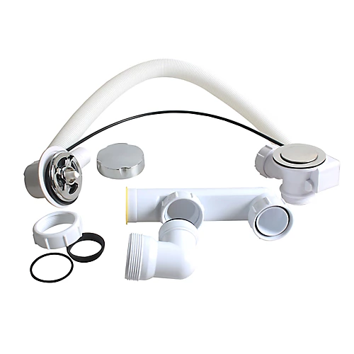 Flomasta Waste Bath Waste & Trap Kit (Dia)70mm - White 4 Flomasta Waste Bath Waste & Trap Kit (Dia)70mm - White - Image 2