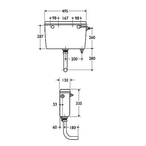 Fluidmaster White Cistern (H)330mm (W)500mm (D)155mm 5 Fluidmaster White Cistern (H)330mm (W)500mm (D)155mm - Image 3
