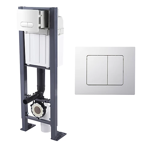 GoodHome Zagar Grey Dual-flush Cistern Frame Set 3 GoodHome Zagar Grey Dual-flush Cistern Frame Set
