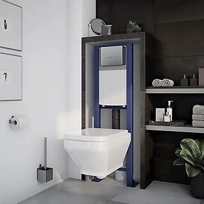 GoodHome Zagar Grey Wall-mounted Frame & Concealed Cistern 5 GoodHome Zagar Grey Wall-mounted Frame & Concealed Cistern - Image 3