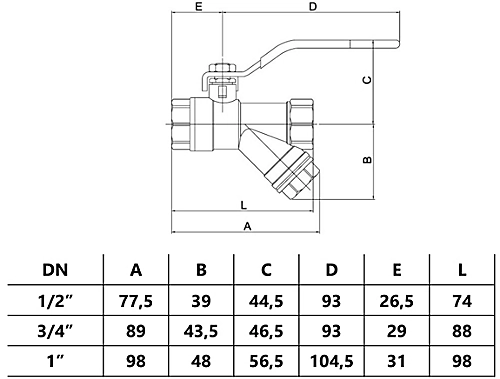 Invena 1 Inch Water Flow Rate Ball Valve With Strainer Female 4 Invena 1 Inch Water Flow Rate Ball Valve With Strainer Female - Image 2