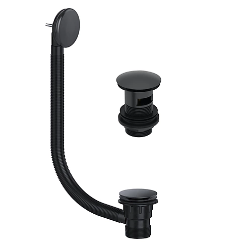 Matt Black Bath & Slotted Full Cover Basin Sink Waste Pack 3 Matt Black Bath & Slotted Full Cover Basin Sink Waste Pack