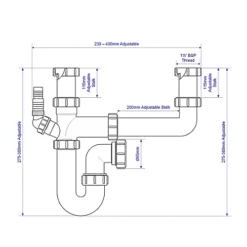 McAlpine 2 Bowl Kitchen Sink Waste Kit, (Dia)40mm -Klim Heating Shop mcalpine 2 bowl kitchen sink waste kit dia 40mm5036484003645 01t
