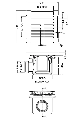 Pearlstone Slimline Shower Tray Grill Waste - White - Balterley 4 Pearlstone Slimline Shower Tray Grill Waste - White - Balterley - Image 2