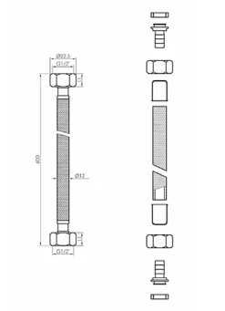 PEPTE 60cm 1/2 X 1/2 BSP Black Nylon Braided Flexible Faucet Flush Valve Hose -Klim Heating Shop pepte 60cm 1 2 x 1 2 bsp black nylon braided flexible faucet flush valve hose5901095525636 03c MP