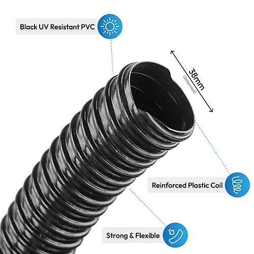 Pisces 1.5in (38mm) Corrugated Black Pond Flexi-hose (30m Roll) 4 Pisces 1.5in (38mm) Corrugated Black Pond Flexi-hose (30m Roll) - Image 2