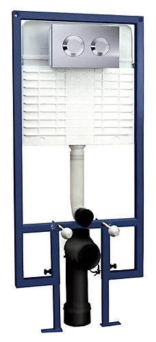 Round Dual Flush Concealed Cistern With Wall Hung Frame & Round Push Button Plate - Chrome - Balterley