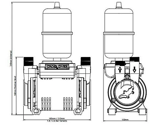 Salamander CT60BU 1.8 Bar Twin Impeller Universal Head Regenerative Shower Pump 5 Salamander CT60BU 1.8 Bar Twin Impeller Universal Head Regenerative Shower Pump - Image 3