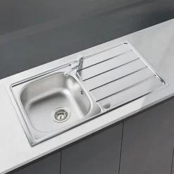 SIA 1.0 Bowl Reversible Stainless Steel Kitchen Sink And Waste Kit W965 X D500mm