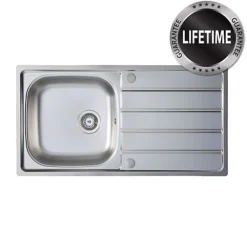 SIA 1.0 Bowl Reversible Stainless Steel Kitchen Sink And Waste Kit W965 X D500mm 9 SIA 1.0 Bowl Reversible Stainless Steel Kitchen Sink And Waste Kit W965 X D500mm -Klim Heating Shop sia 1 0 bowl reversible stainless steel kitchen sink and waste kit w965 x d500mm5056265107997 04c MP