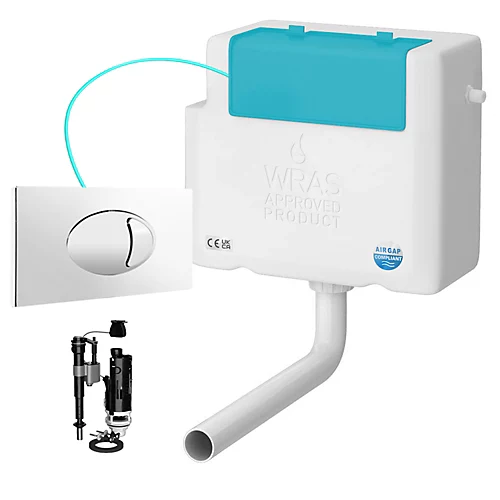 Side Entry Concealed Toilet Cistern WC With Dual Flush Polished Chrome Plate - Includes WRAS Internals & Pipe 3 Side Entry Concealed Toilet Cistern WC With Dual Flush Polished Chrome Plate - Includes WRAS Internals & Pipe