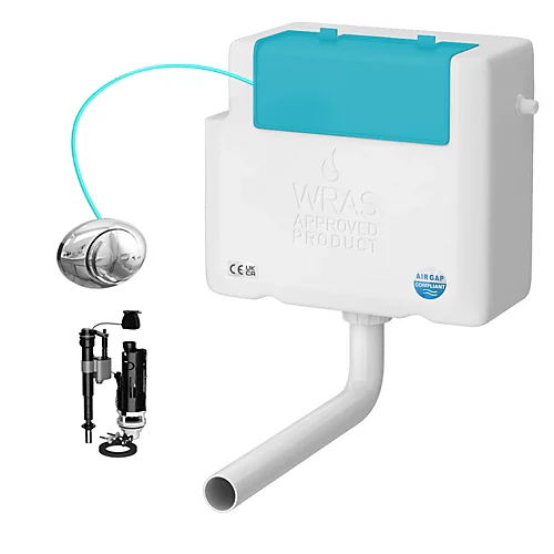 Side Entry Concealed Toilet Cistern WC With Dual Flush Polished Chrome Push Button - Includes WRAS Internals & Pipe 3 Side Entry Concealed Toilet Cistern WC With Dual Flush Polished Chrome Push Button - Includes WRAS Internals & Pipe