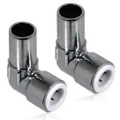 SPARES2GO 15mm X 10mm Pushfit Radiator Valve Chrome Reducing Elbow Stem Compression X 2