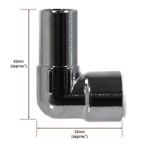 SPARES2GO 15mm X 10mm Pushfit Radiator Valve Chrome Reducing Elbow Stem Compression X 2 6 SPARES2GO 15mm X 10mm Pushfit Radiator Valve Chrome Reducing Elbow Stem Compression X 2 - Image 4