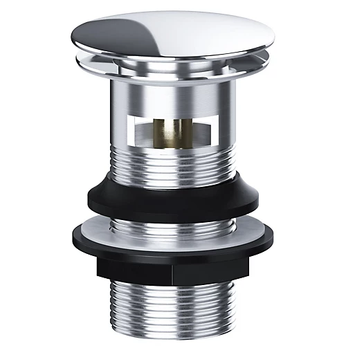 SPARES2GO Clicker Basin Waste Bathroom / Kitchen Sink Plug 1 1/4" Round Silver (Slotted With Overflow) 3 SPARES2GO Clicker Basin Waste Bathroom / Kitchen Sink Plug 1 1/4" Round Silver (Slotted With Overflow)