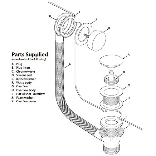 SPARES2GO Clicker Bath Waste Plug 40mm 1.5" Combination Click Clack Overflow (Silver) 5 SPARES2GO Clicker Bath Waste Plug 40mm 1.5" Combination Click Clack Overflow (Silver) - Image 3