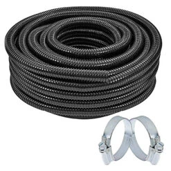 SPARES2GO Pond Hose Flexible Marine Filter Pipe Corrugated + 2 Clamp Clips (20mm, 15M)