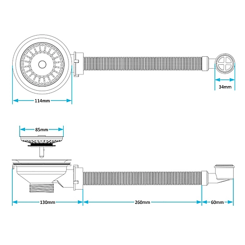SPARES2GO Sink Strainer Basket Round Overflow Waste Drain Plug Chrome Plated Stainless Steel Kitchen Bathroom Basin (40mm, 1 1/2") 4 SPARES2GO Sink Strainer Basket Round Overflow Waste Drain Plug Chrome Plated Stainless Steel Kitchen Bathroom Basin (40mm, 1 1/2") - Image 2