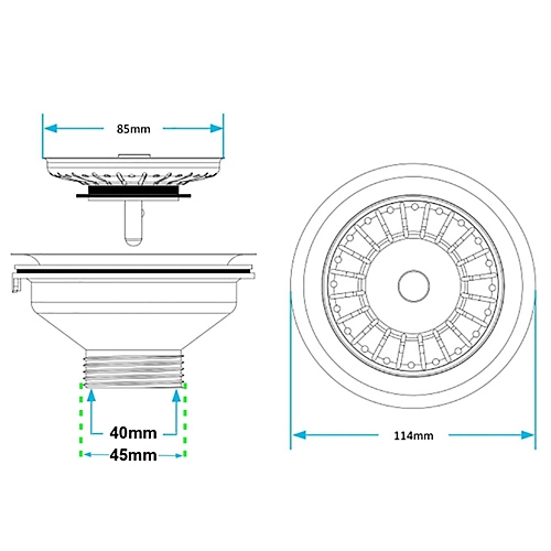SPARES2GO Sink Strainer Basket Waste Drain Plug Chrome Plated Stainless Steel Kitchen Bathroom Basin (40mm, 1 1/2") 4 SPARES2GO Sink Strainer Basket Waste Drain Plug Chrome Plated Stainless Steel Kitchen Bathroom Basin (40mm, 1 1/2") - Image 2