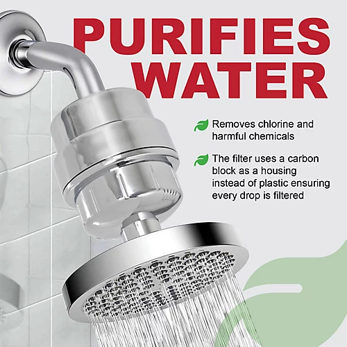 SPARES2GO Universal Shower Head 15 Stage Filter Hard Water Purifier Softener (Chrome Effect) 4 SPARES2GO Universal Shower Head 15 Stage Filter Hard Water Purifier Softener (Chrome Effect) - Image 2
