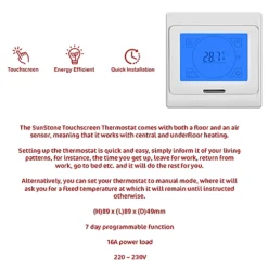 SunStone 3m² Electric Underfloor Heating PVC Sticky Mat With White Touch Thermostat -Klim Heating Shop sunstone 3m electric underfloor heating pvc sticky mat with white touch thermostat5060996133415 03c MP