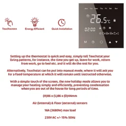 Sunstone 4m² Electric Underfloor Heating PVC Sticky Mat With Black Glass Touch Thermostat -Klim Heating Shop sunstone 4m electric underfloor heating pvc sticky mat with black glass touch thermostat5060996133378 03c MP