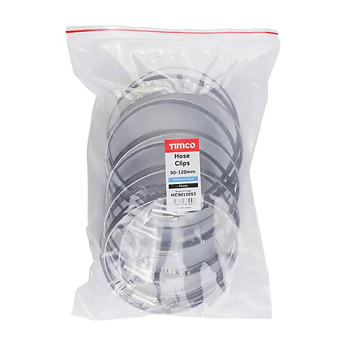 Timco - Hose Clips - Stainless Steel (Size 90-120mm - 10 Pieces) 4 Timco - Hose Clips - Stainless Steel (Size 90-120mm - 10 Pieces) - Image 2