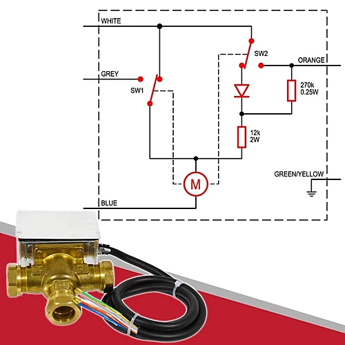 Tower 5 Wire 22mm Motorised 3 Port Mid Position Valve For Central Heating / Boiler Systems 4 Tower 5 Wire 22mm Motorised 3 Port Mid Position Valve For Central Heating / Boiler Systems - Image 2