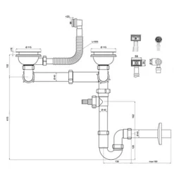 Tycner 115mm Stainless Steel Double Bowl Kitchen Sink Waste Kit And U Trap Sink Strainer 7 Tycner 115mm Stainless Steel Double Bowl Kitchen Sink Waste Kit And U Trap Sink Strainer -Klim Heating Shop tycner 115mm stainless steel double bowl kitchen sink waste kit and u trap sink strainer5901095512452 03c MP