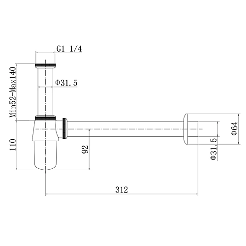 UK Homeliving Trisen Chrome Bottle Trap 4 UK Homeliving Trisen Chrome Bottle Trap - Image 2